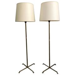 Pair of French Mid-Century Gilt Metal Floor Lamps 6