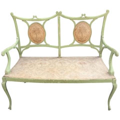 Precioso Banco Art Nouveau de Madera Lacada, circa 1900
