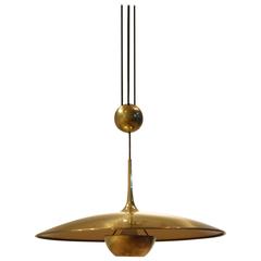 1970s Florian Schultz "Onos" Counterweight Brass Pendant Lamp Chandelier 9