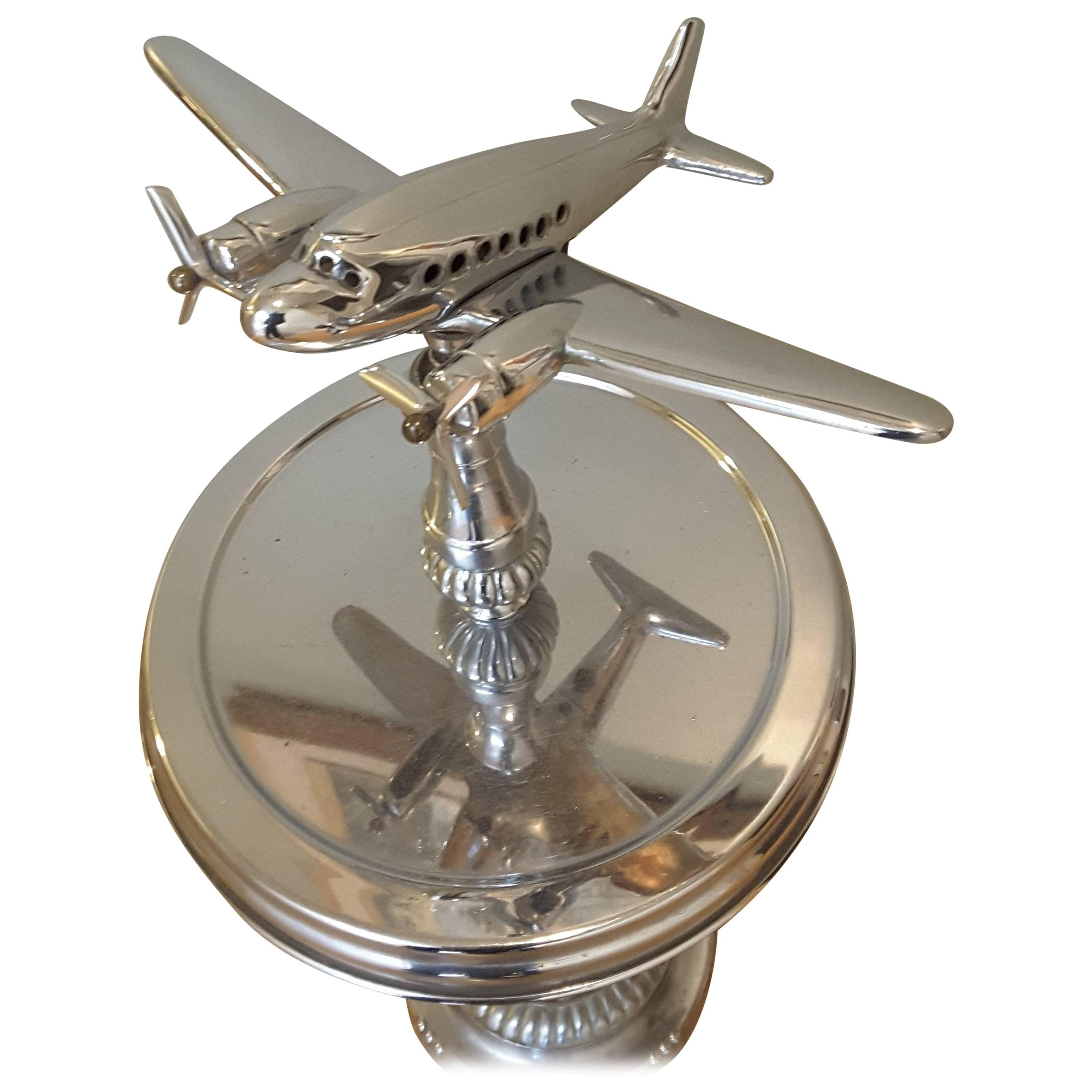 Mid-Century Chrome DC-3 Airplane Smoking Table