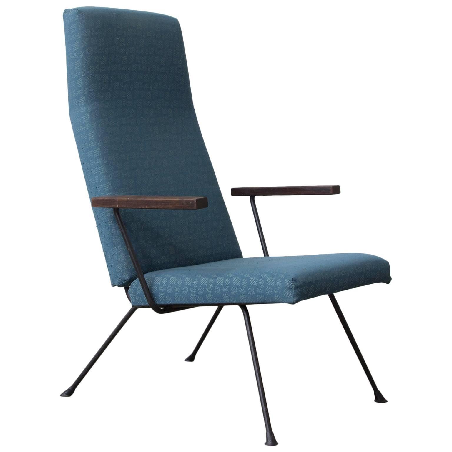 1959, Cordemeyer für Gispen, Easy Chair 140, Original Blauer Stoff aus den 1960er Jahren