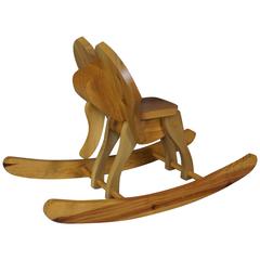 Vintage Solid Wood Rocking Horse "Elephant" Made in France