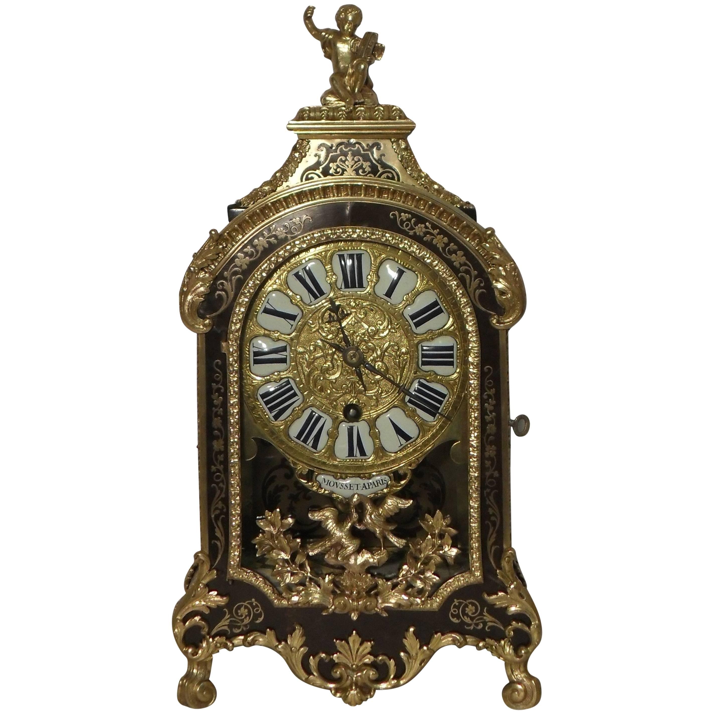 Rare French Louis XV Boulle Bracket Clock with Verge Escapement