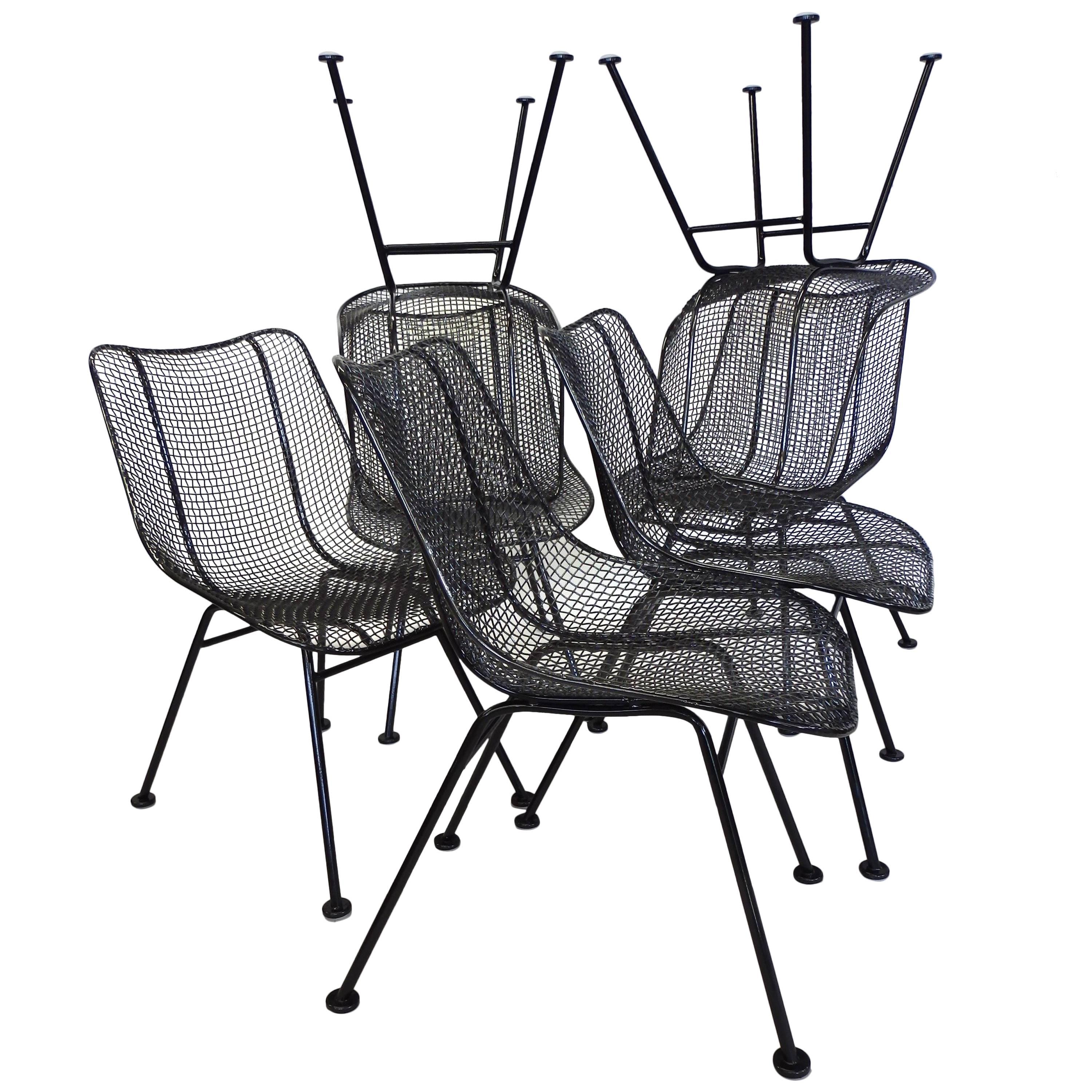 Best Set of 12  Restored Woodard Wrought Iron with Mesh Dining height Chairs