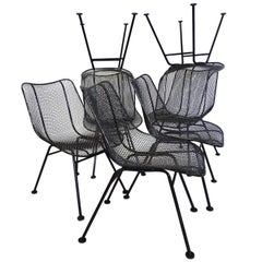 Best Set of 12  Restored Woodard Wrought Iron with Mesh Dining height Chairs