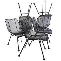 Best Set of 12 Restored Woodard Wrought Iron with Mesh Dining height Chairs