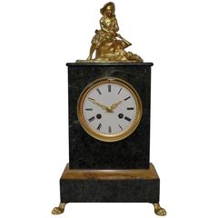 Antique French 19th Century Green Marble Mantel Clock