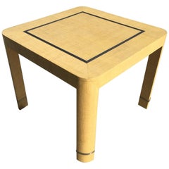 Grasscloth and Brushed Stainless Steel Game Table by The Rudolph Collection