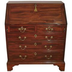 English Georgian Honduras Figured Mahogany Bureau with Swan Neck Handles 7