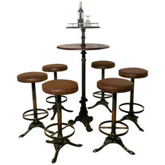 19th Century Gueridon Table and Six High Stools