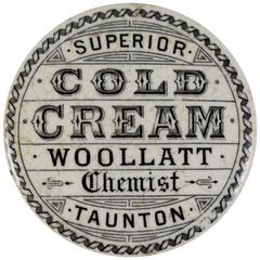 Staffordshire Transfer Printed Pot & Lid, Woollatt Superior Cold Cream 11