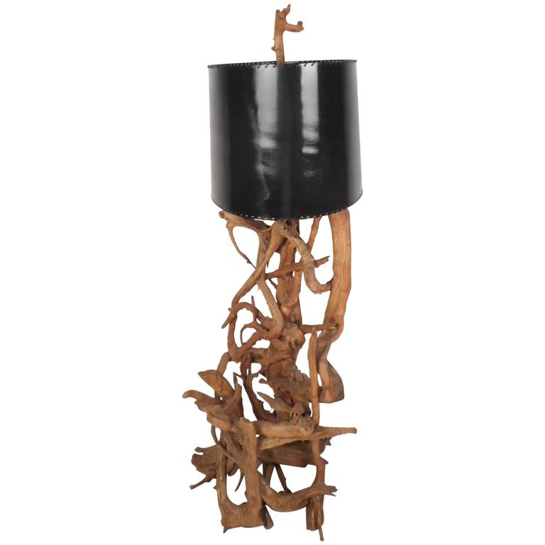 Mid-Century Modern Driftwood Floor Lamp For Sale at 1stdibs