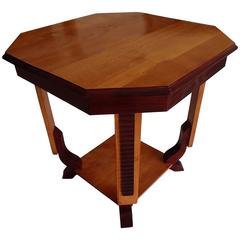 19th Century Octagon Side Table Two Tone Birch 12