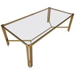 Gold Coffee Table, Gold-Plated Gilt by Pierre Vandel, circa 1970s, France