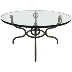 Hammered Bronze Modern Neoclassical Cocktail Table in Spirit of Giacometti 1