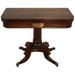 English Regency Rosewood and Brass Inlaid Games Table Attributed to John Mclean 1