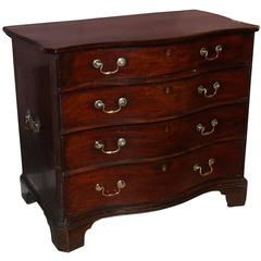 18th Century English Mahogany Serpentine Four Drawer Chest of Superb Proportion
