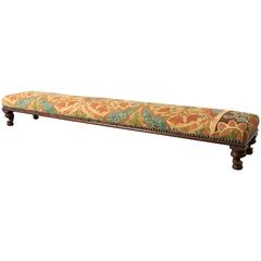 Antique Arts & Crafts Long Upholstered Foot Stool