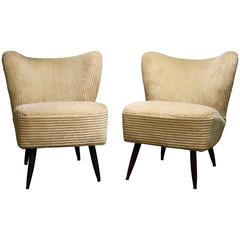Pair of Mid-Century Cocktail Chairs in Velours, 1950s