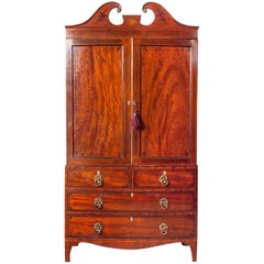 Fine George III Mahogany and Rosewood Linen Press