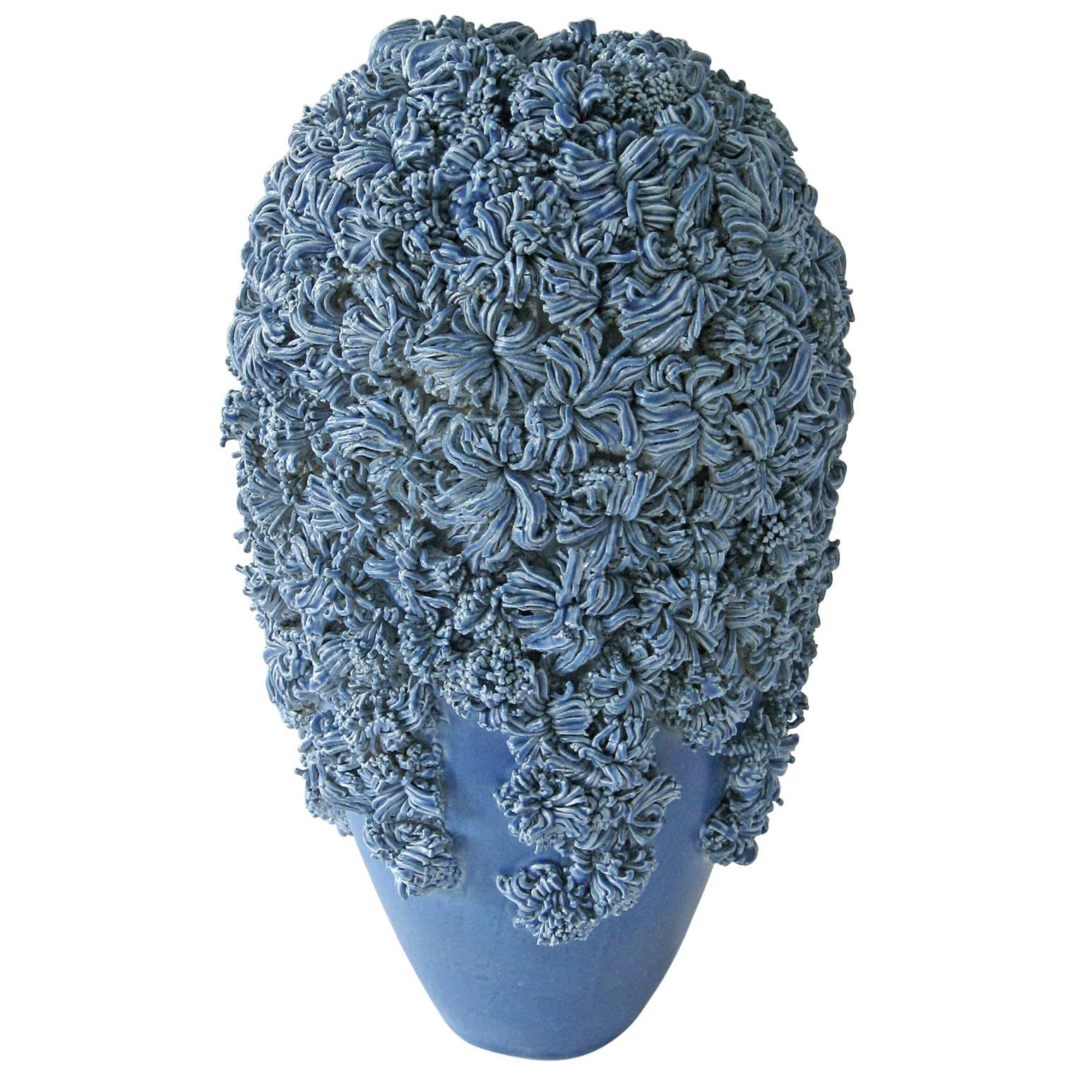 Unique Modern Blue Ceramic Vessel by Lone Skov Madsen