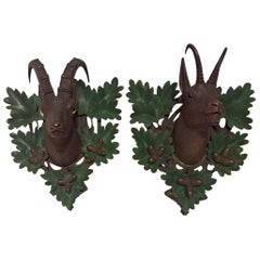 19th Century Black Forest German Pair of  Wooden Plaques