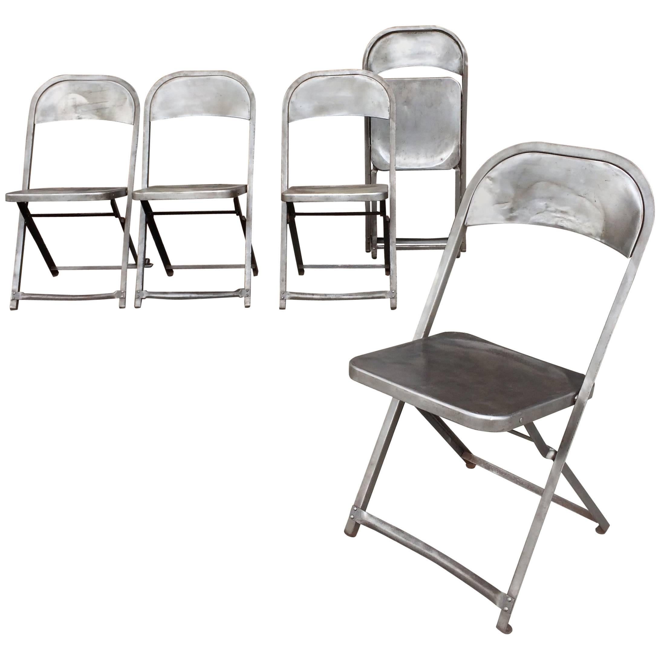 Industrial Brushed Steel Folding Chairs