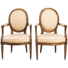 Pair of French 19th Century Louis XVI Armchairs