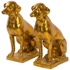 Pair of 1960s Italian Terracotta Gilt Labradors