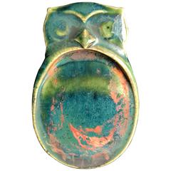 Owl Blue Glazed Ceramic Ink Stone from Old Japan