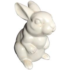 Vintage Japanese Pure White Standing Rabbit Mint, Signed and Boxed