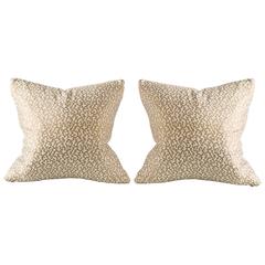 Vintage Abstract Vine Pattern Gold Metallic Pillow in the Style of Fortuny