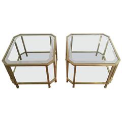 Pair of Octagonal Brass Side Tables