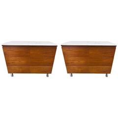 Two Knoll Dressers with Carrera Marble Tops 1
