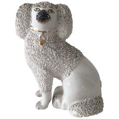 Antique 19th Century English Staffordshire White Poodle