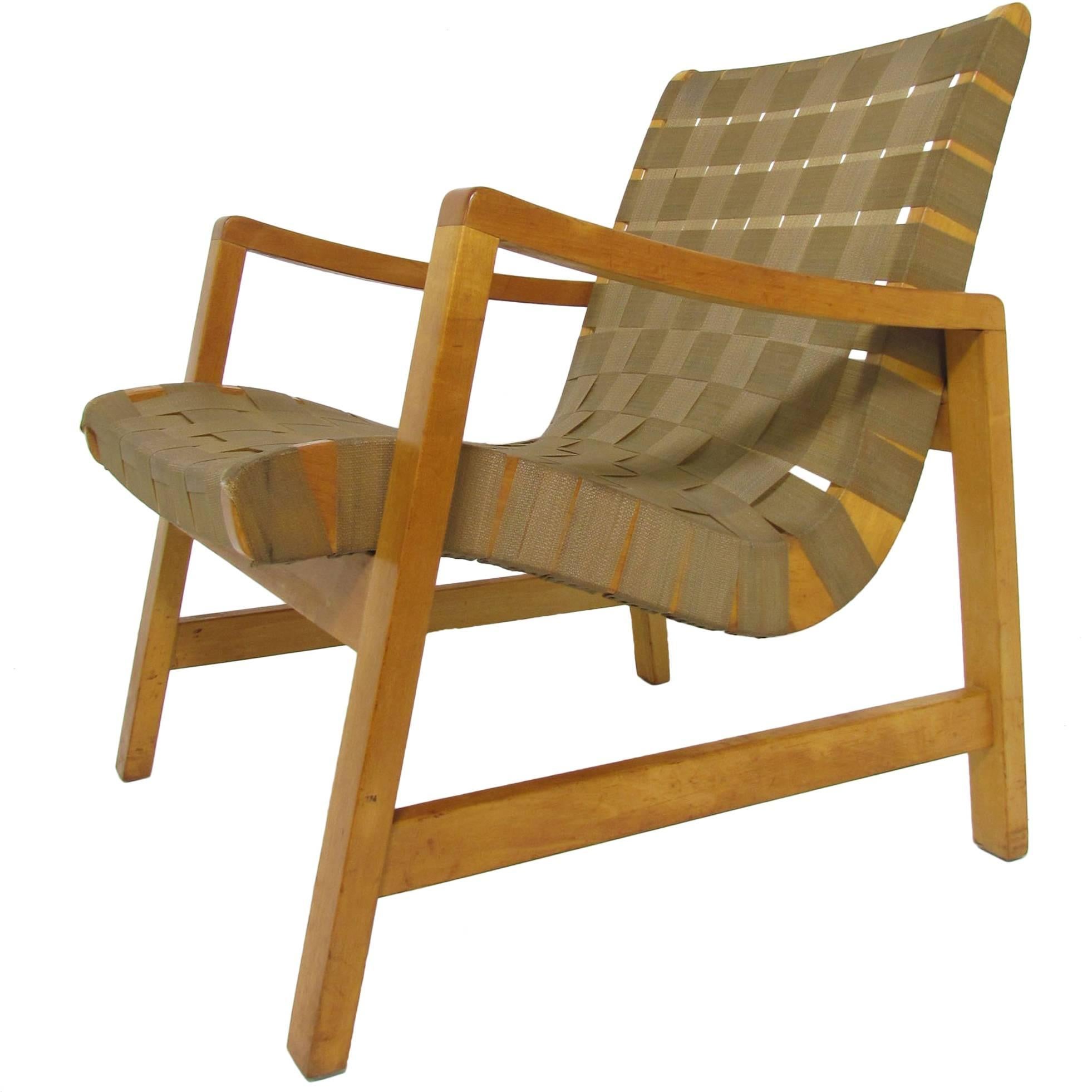 Jens Risom Lounge Chair with Original Webbing for Knoll, circa 1950s