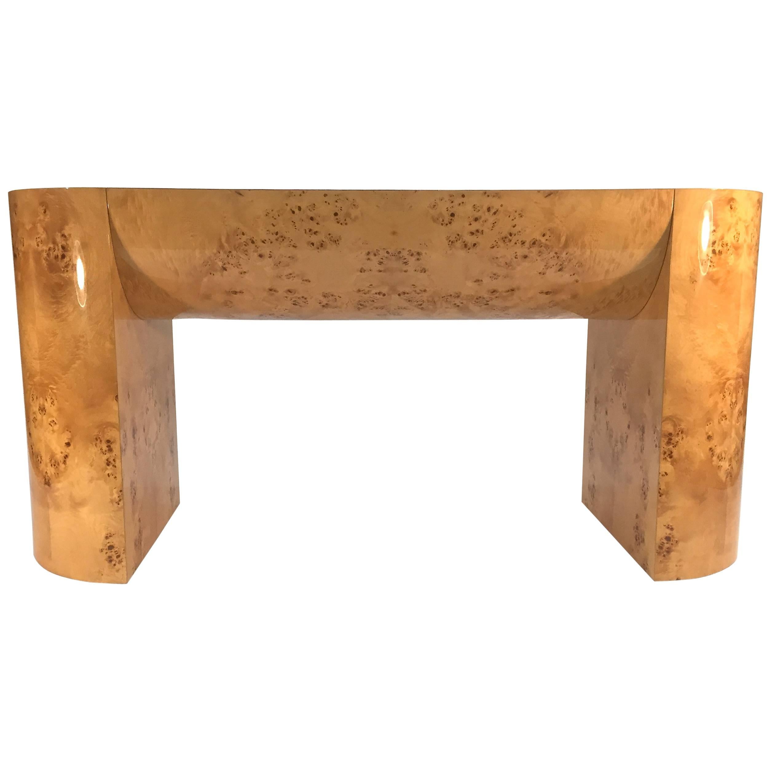 Burl Wood Console Table For Sale