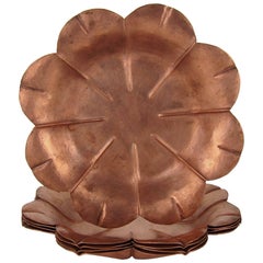 American Arts & Crafts Copper Flower Dish Set of Five by Marie Zimmermann