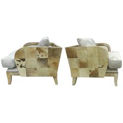 Art Deco Club Chairs Covered in Lacquered Goatskin 2