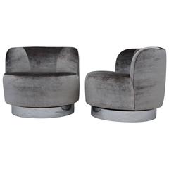 1970s Chrome Swivel Lounge Chairs