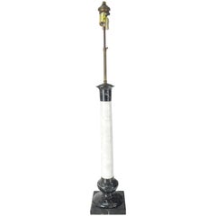 Large Black and White Marble Pedestal Shape Table Lamp