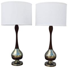 Tony Paul Brass and Walnut Table Lamps 10