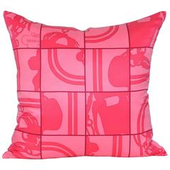 Vintage Hermes Pink Bridal Puzzle Silk Scarf and Irish Linen Cushion Pillow 6