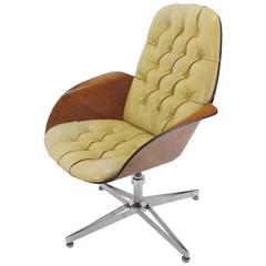 Mustard Green Upholstery Bent Plywood Plycraft Office Chair