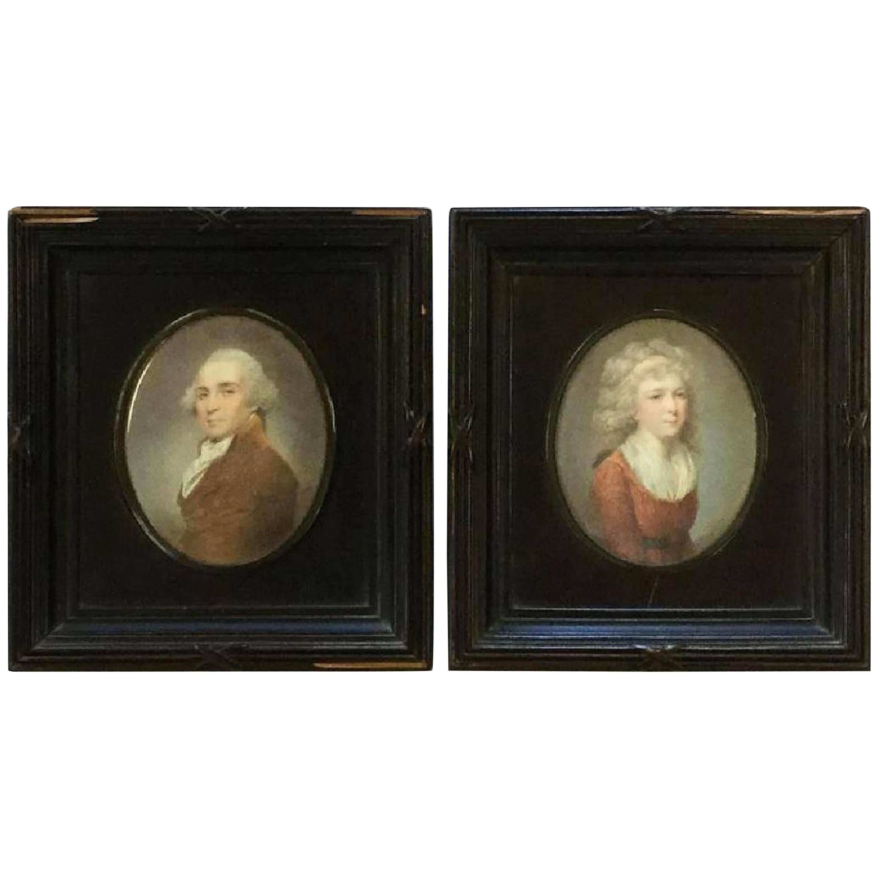 Pair of Well Executed Miniature Portraits George and Martha Washington