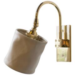 Adam Otlewski Small Sconce in Polished Unlacquered Brass and Leather 10