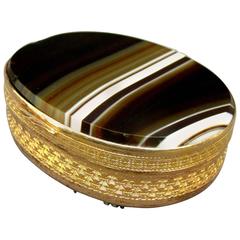 Early 19th Century Gilt Metal and Agate Snuff Box