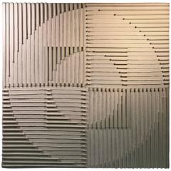 Retro Monumental Signed White on White 3D Optic Art Painting