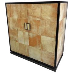 Parchment, Wood and Bronze Cabinet, Manner of Jean Michel Frank