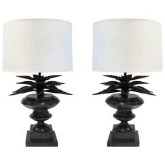 Pair of Bronze Sculptural Table Lamps in the Style of Maison Charles 6